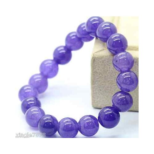 10mm Purple Russian Natural Elastic Bead Bangle Bracelet 7.5'' AAA