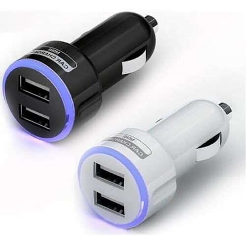 1000pcs blue Halo LED light Double Dual USB Car Charger adapter Universal coche de Cargador cigarette lighter