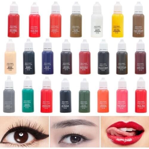 23 Color Semi Permanent Makeup Eyebrow Inks Lips Eye Line Tattoo Color Microblading Pigment Eyebrow Tattoo Color Inks