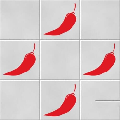 6 X Chillies Vinyl Wall Tile Stickers Decals Kitchen Home Decor Wall Sticker