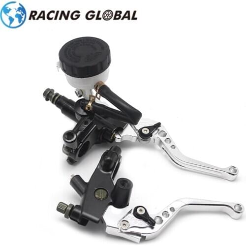 ALCON-Racing Silver Brake Clutch Levers CNC 7/8" 22mm With Pump Master Cylinder Reservoir Set For Kawasaki Yamaha Universal