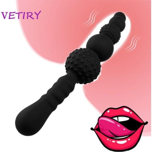 VETIRY Anal Plug Double Head Butt Plug Adult Sex Toys for Men Women Gay Big Pull Anal Beads Silicone Prostate Massage