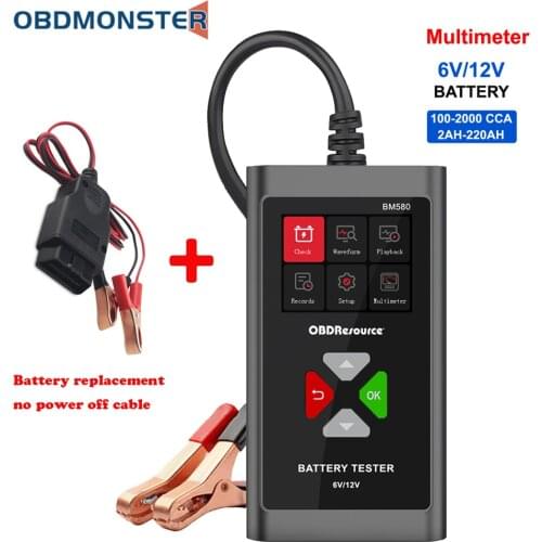 BM580 Battery Tester 6V 12V Analyzer 100 to 2000CCA Car Quick Cranking Charging Circut Automotive Tester Battery Charger