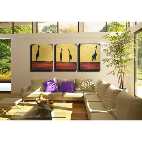 Free shipping Lovely Giraffes Handpainted High Quality Animal Oil Painting On Canvas Wall Art Best Artist For Living Room Decor