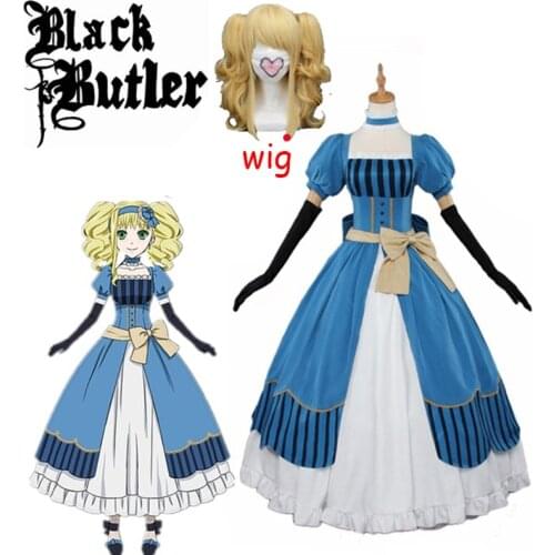 Black Butler Kuroshitsuji Elizabeth Midford(Lizzy)Party Luxury Dress Cosplay Costume Full Set Anime Halloween Party