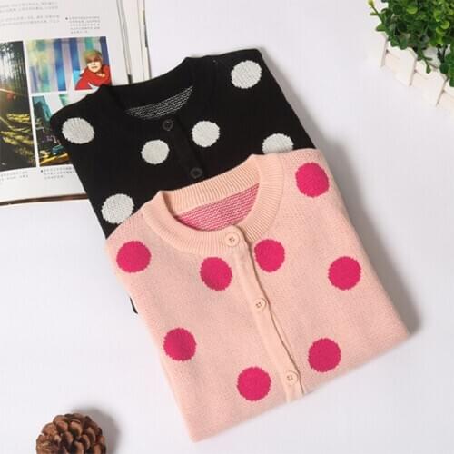 Kaiya Angle Spring Autumn Cotton Children Sweater Coats Polka Dot Cardigan Sweater Shirts For Boys Girls
