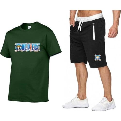 2021 New Summer Popular Printed Pure Cotton T-Shirt + Sports Pants Set High Quality Pure Cotton T-Shirt Running Suit Beach pants