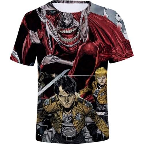 2021 Shingeki no kyojin anime mens childrens T-sleeve shirt top ropa hombre mens punk 3d T-shirt