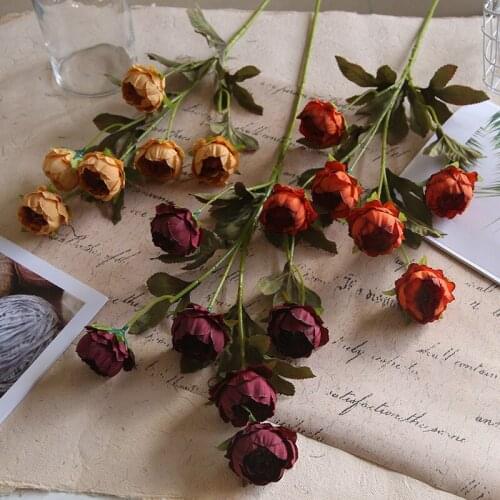 75cm 6 Heads Peony Simulation Flower Autumn Color Exquisite Peony Wedding Decor Fake Flower Home Room Decorative