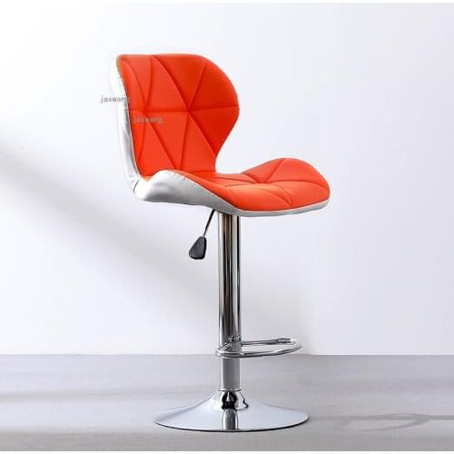 Leather Living Room Bar Chairs Restaurant Hotel High-foot Bar Stools Simple Home Furniture Front Desk Lift Swivel Backrest Chair