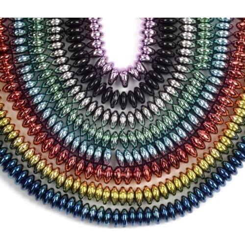 Colorful Nano Vacuum Plating Hematite Stone Flat Rondelle Beads For Jewelry Making 6*3mm Spacer Loose Beads Diy Bracelets 15"