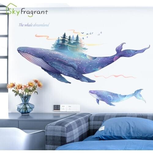Creative underwater world whale stickers living room decor sofa background wall stickers bedroom home decoration self-adhesive