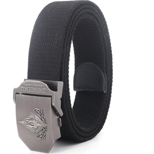 Concise Mens Metel Slide Buckle Waist Belts Breathable Canvas Outdoor Fashion Women Jeans Accessories Leisure Cinto Fire 3.8cm