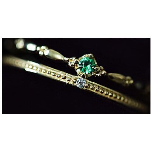 Cute Female Emerald Green Stone Ring 100% Real Sterling Silver Gold Wedding Ring Luxury Open Thin Engagement Rings For Women