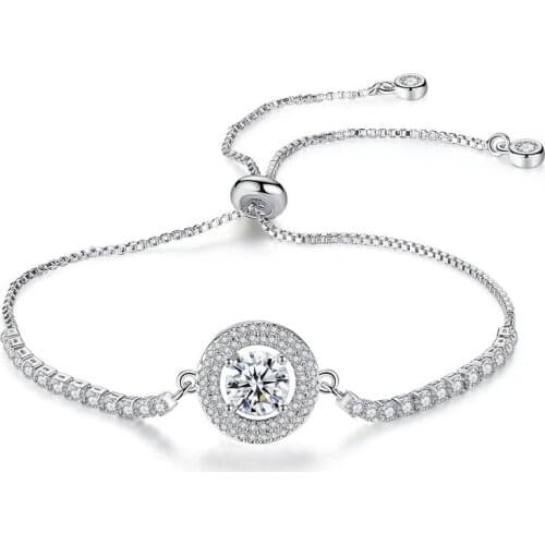 Fashion Jewelry Holy Light Micro-inlaid Zircon Adjustable Bracelet Disc Full Drill Pull Crystal Gemstone Bracelet for Women
