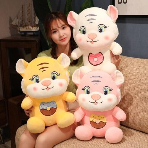25-45cm Soft Cute Clever Cartoon Tiger With Donuts Plush Toys Stuffed Lovely Animals Pillow Doll For Girls Kids Birthday Gifts