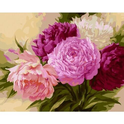 DIY Digital Painting By Numbers pink flower oil painting mural Kits Coloring Wall Art Picture Gift frameless