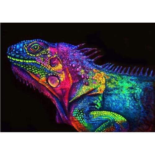 Painting By Numbers DIY Dropshipping 40x50 50x65cm A glowing chameleon Animal Canvas Wedding Decoration Art picture Gif