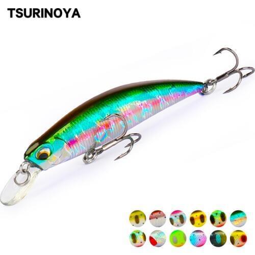 TSURINOYA 70S Trout Minnow Set 6pcs Sinking Minnow Fishing Lure DW75 70mm 8.9g Bass Wobber High Quality Swimbait Hard Bait