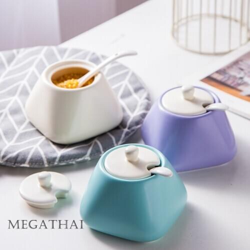 Nordic-Style Ceramic Seasoning Box Set Household Oil Jar Salt Oil Jar Bottle Combination Seasoning Box Kitchen Supplies Seasonin