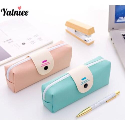 Yatniee Creative PU Stationery Pen Bag Fashion Cute School Student Pencil Case Large Capacity Pencilcase Supplies