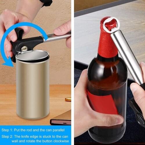 Hot Can Opener Handheld Manual Can Opener Smooth Edge Stainless Steel Safety Can Opener Heavy Duty Jar Opener Easy to Use
