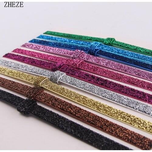 11pcs/lot 11colors 10mm Width Adjustable Elastic Headband Glitter Hairband Velvet Headwear Fashion Children Hair Accessories