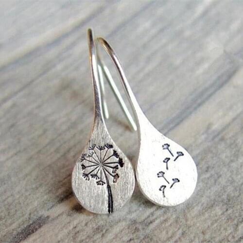 Retro Simple Dandelion Silver-plated Ladies Fashion Earrings Jewelry Accessory