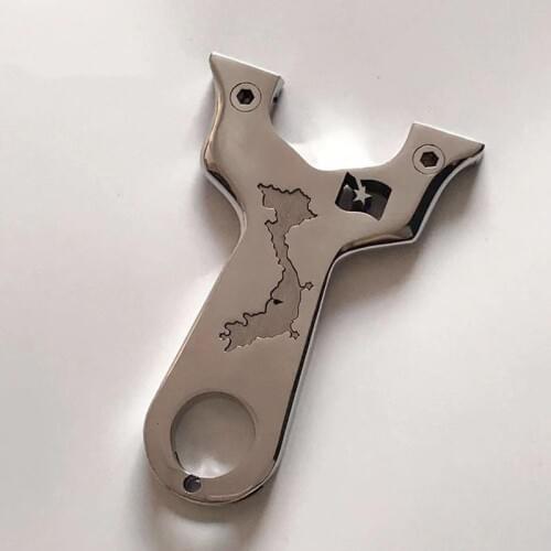 304 Stainless Steel Mirror Polished Slingshot Custom Map Outdoor Competitive Hunting Catapult Slingshot Toys For Boys
