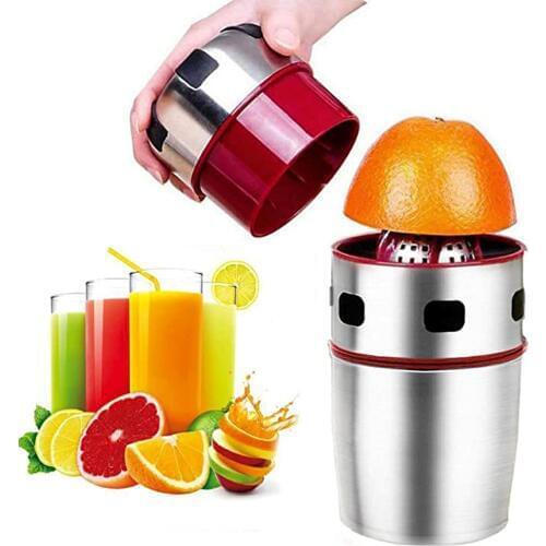 Manual Orange Juicer Portable Stainless Steel Hand Grapefruit Squeezer Lid Rotation Squeezer for Lemons