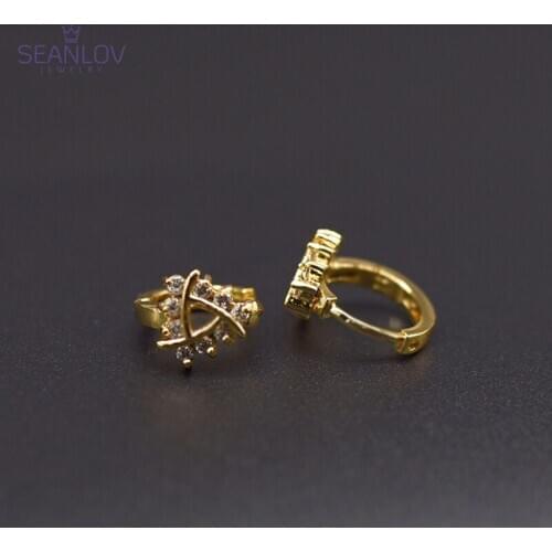 SEANLOV Gold-Color Earring For Women Engagement Gift Fashion Fancy Zircon Earrings For Women Modern Jewelry drop shipping