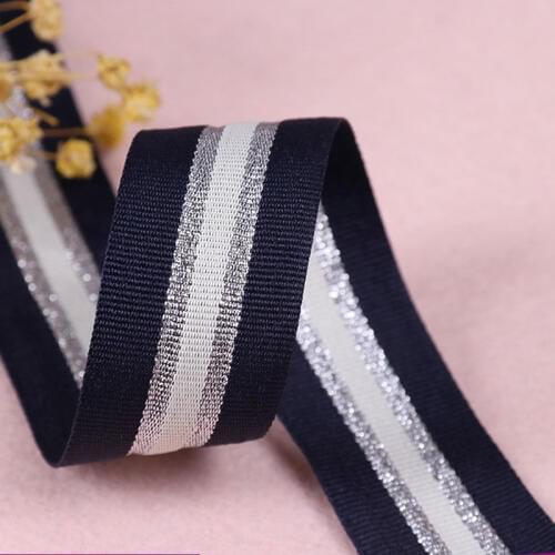 5M 25mm Width Silver Golden Stripe Tape Lace Trim Clothing Side Ribbon Band Lace Ribbon braid Webbing DIY Sewing Accessory