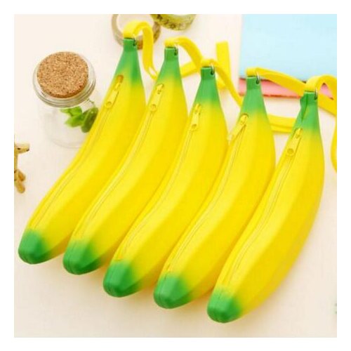 Party Favors Hot Girls Cute Silicone Banana shaped Pencil Bag case coin purse school supplies Novelty
