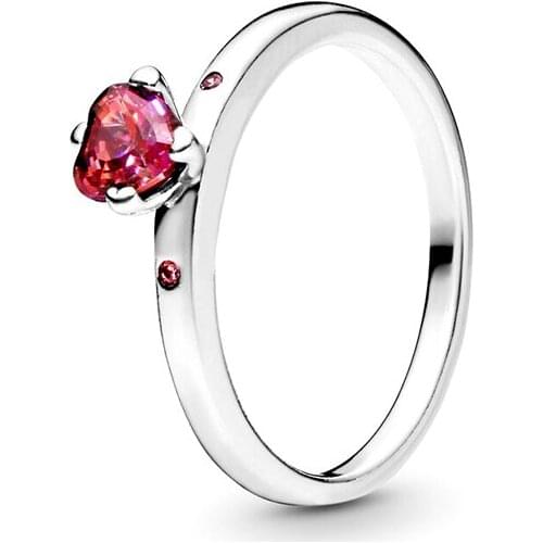 Sparkling Red Heart Finger Ring Simple Design Wedding Zircon Rings For Woman Couple Engagement Jewelry Gift