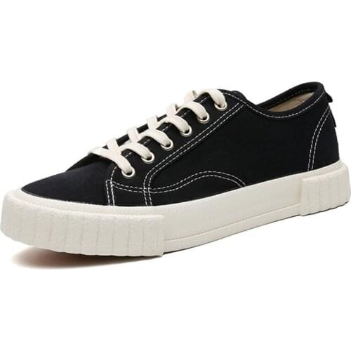 Nice Canvas Shoes For Women Vulcanize Shoes Comfortable Female Footwear Lace-up Womens Flat Shoes Ladies Footwear Plus Size 44