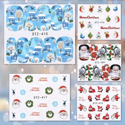 1/10pc 3D Nail Art Christmas Slider Wraps Snowflake Elk Santa Adhesive Flame Sticker Red Gold Manicure Nails Designs Fashion Hot