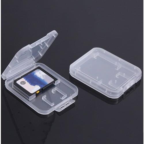10pcs Clear Memory Card Case Transparent Standard SD Card Holder Portable Plastic Storage Holder Box Office School Desk Supplies