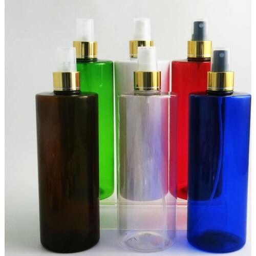 12 x 500ml Big PET 500cc Empty Plastic Refillable Colorful Perfume Bottle with Gold Collar Sprayer Packing Cosmetic Containers