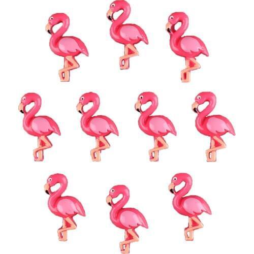 50pcs Cute Hot Pink 3D Flamingo Flatback Resin Scrapbooking Hair Bow Center Crafts Embellishment Flatback Charms Cabachons