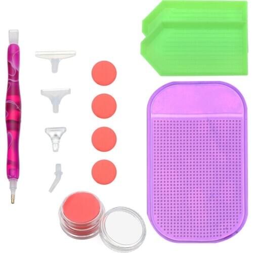 5D Resin Diamond Painting Pen Set Point Drill Pen Cross Stitch Embroidery DIY Craft Nail Art Anti-Slip Mat Sewing Accessories