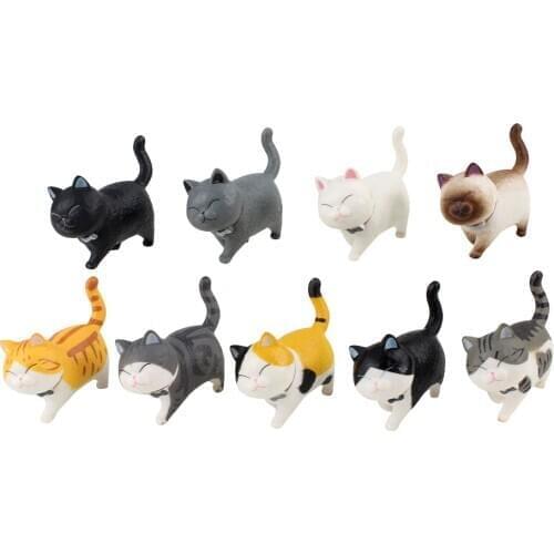 9pcs/set 4cm Cute Mini Cartoon Kawaii Cat Neko Kitty Pet Decoration PVC Anime Action Figure Collection Model Doll Toys Gifts