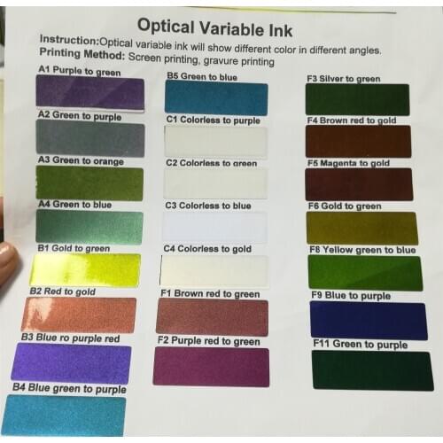 A3:sample order,0.2kg/can,Screen Optical Variable Ink,color change in different angle,shipping by Fedex