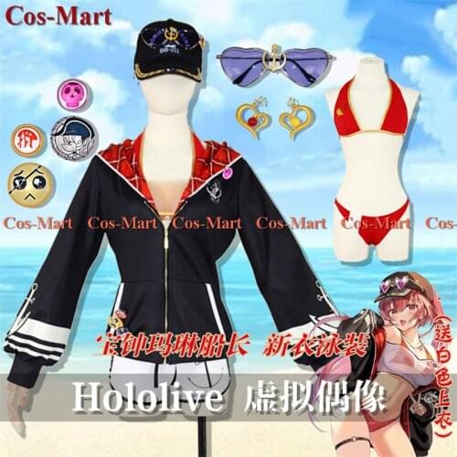 Anime Vtuber Hololive Houshou Marine Cosplay Costume Captain Cute Swimsuit Female Activity Party Role Play Clothing XS-XL