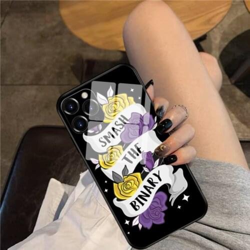 Non Binary Phone Case Glass Phone Case For iphone 12 11 Pro Max XS XR X 8 7 Plus SE2 Case