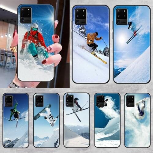 Snow Skiing Snowboard skis Phone case For Samsung Galaxy Note 4 8 9 10 20 S8 S9 S10 S10E S20 Plus UITRA Ultra black painting