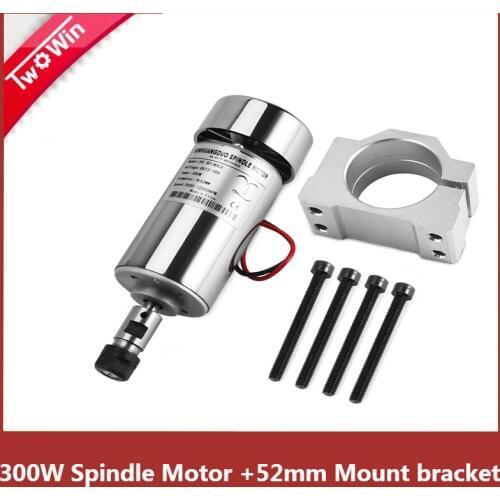 Air Cooled 0.3KW DC Spindle Motor 12-48V DC ER11-3.175mm collet + 52mm Mount bracket fixture for PCB CNC Machine
