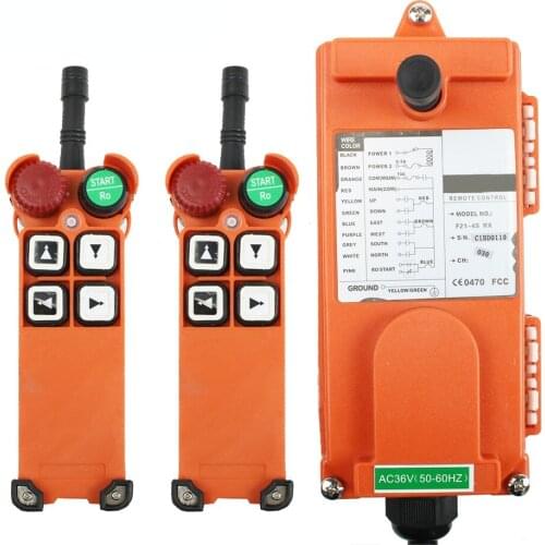 F21-4S 12V 24V36V220V 380V Industrial Wireless Radio remote controller switch for crane 2 receiver+ 1 transmitter 4 channels