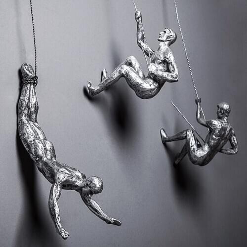 SALES ROCK CLIMBING FIGURES STATUE ABSTRACT RETRO PEOPLE RESIN CRAFTWORK LIVING ROOM HOME WALL DECORATIONS PENDANT L2867