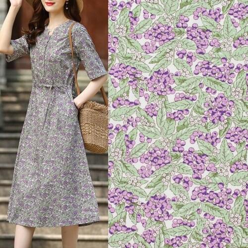 Purple Grapes Reactive Dyes Pure Cotton Fabric For Dress Tissus Au MÈTre Telas Por Metro Tissu Vestidos Sewing Tela Ткань DIY
