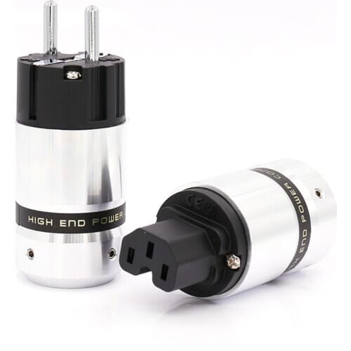 Hi End Audio power plug Aluminum metal Rhodium Plated EUR Euro Schuk Power Plug
